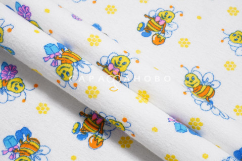Ткань Фланель 90 см рис.  5089-2 "Пчелки"