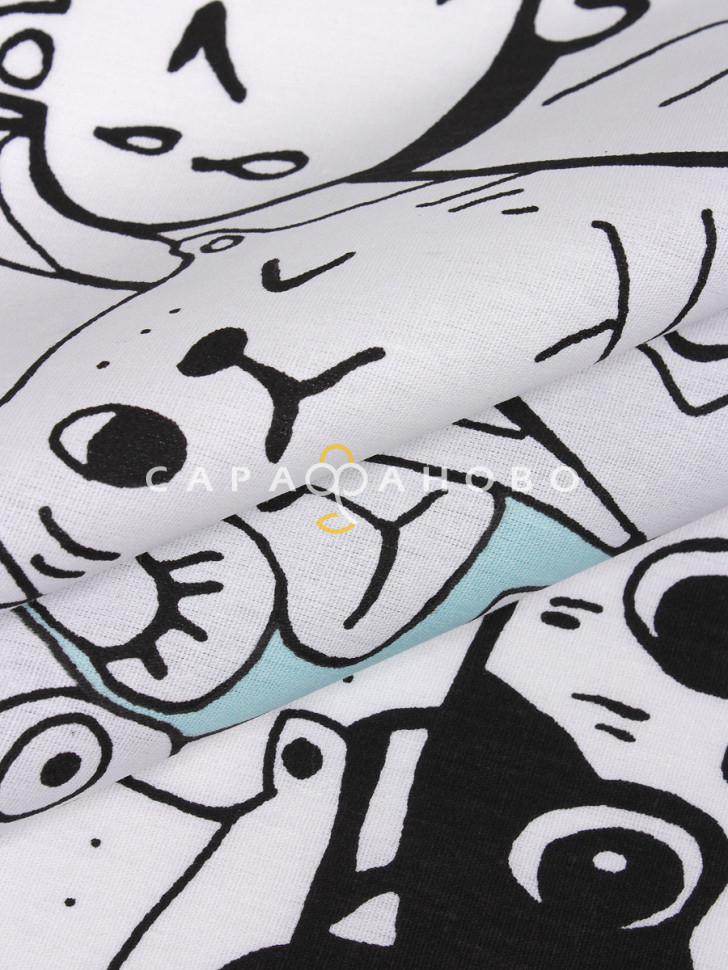 Поплин набивной 150 см, 1097-1 Коты 110 +/-7 г/м2