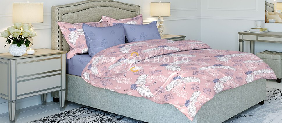 Ткань Бязь Фея 220 см 120 гр рис 70367 Журавли 1
