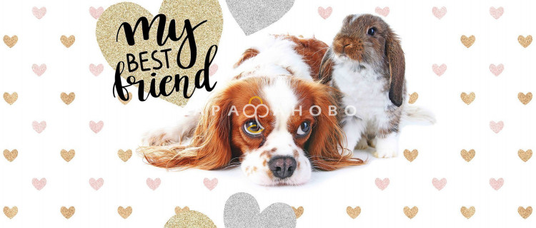 Ткань Перкаль 150 см "Кроль и спаниель" рис 16081 вид 1