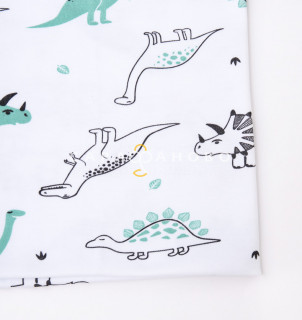 Ткань Интерлок 40/1 Пенье Cute dinos новый белый