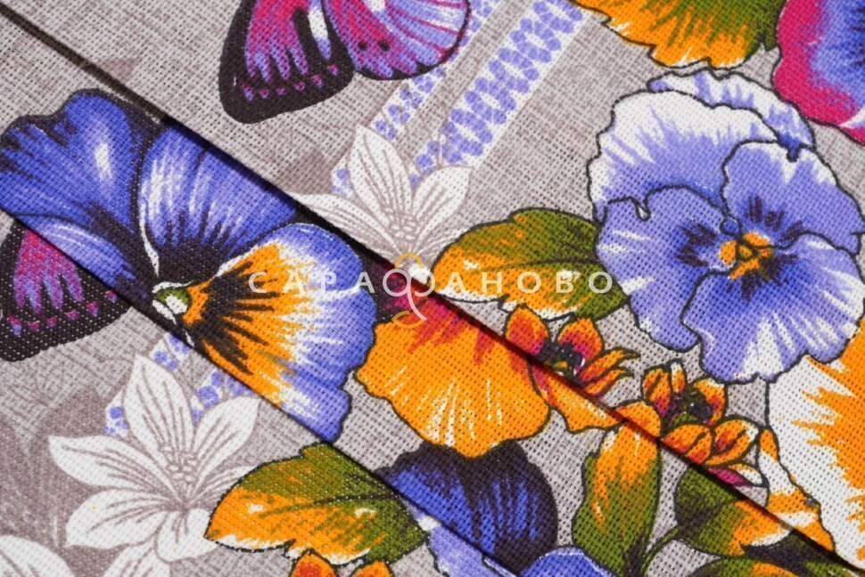 Ткань Рогожка 150 см рис. 30013/1 Анютины глазки