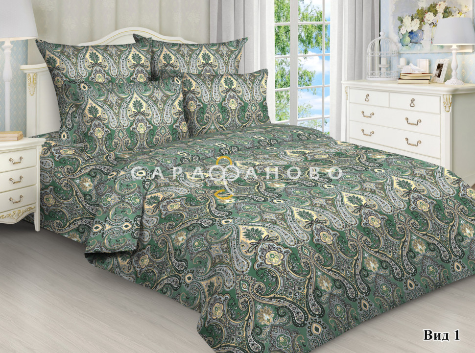 Ткань Бязь 220 см 120 гр рис 3019/1 зеленый