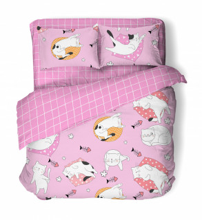Ткань Поплин 150 см 110 гр Розовая киса 10450 вид 1 (основа)
