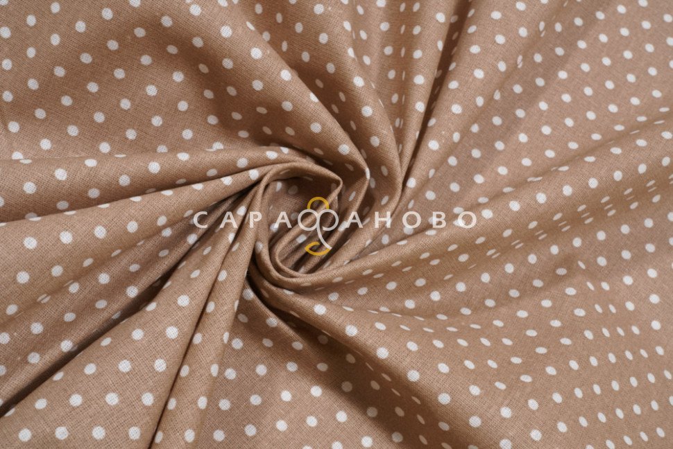 Ткань Бязь 150 см рис. 232/34 Горошек (кофе о/м)