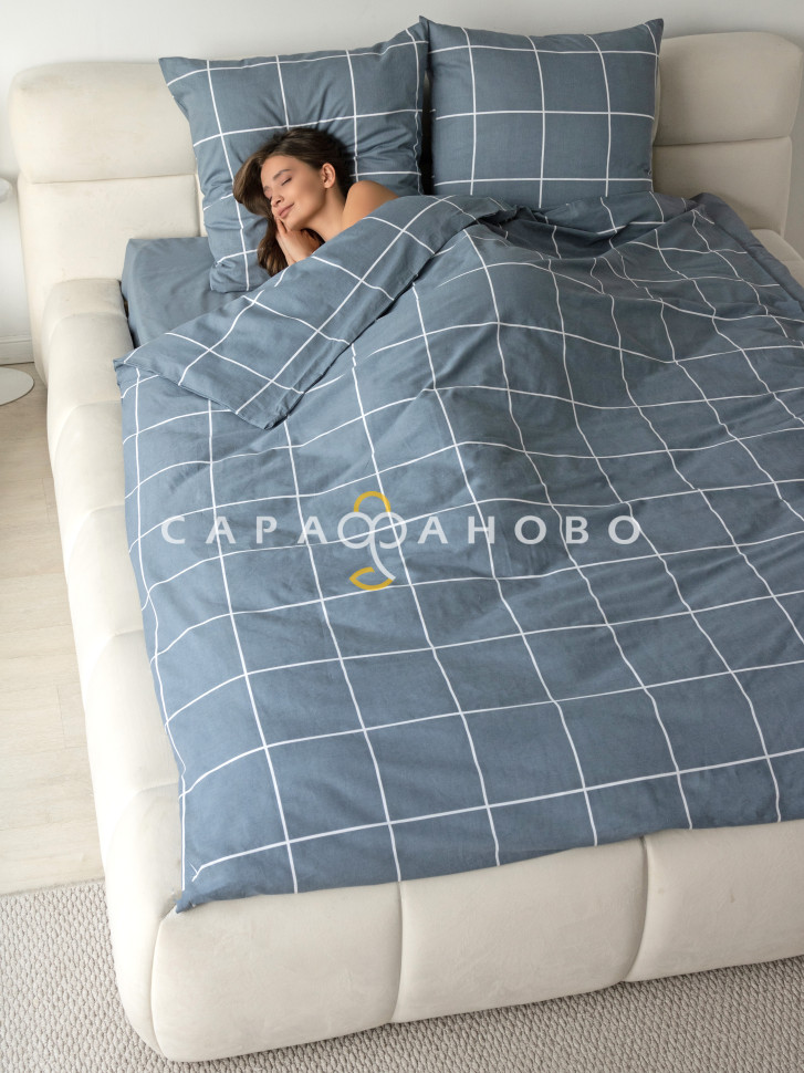 Поплин набивной 220 см, 1233-3 Клетка крупная (grey)