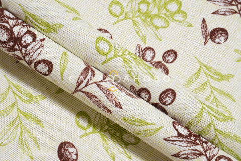 Ткань Рогожка 150 см рис. Оливки рис. 30093/1