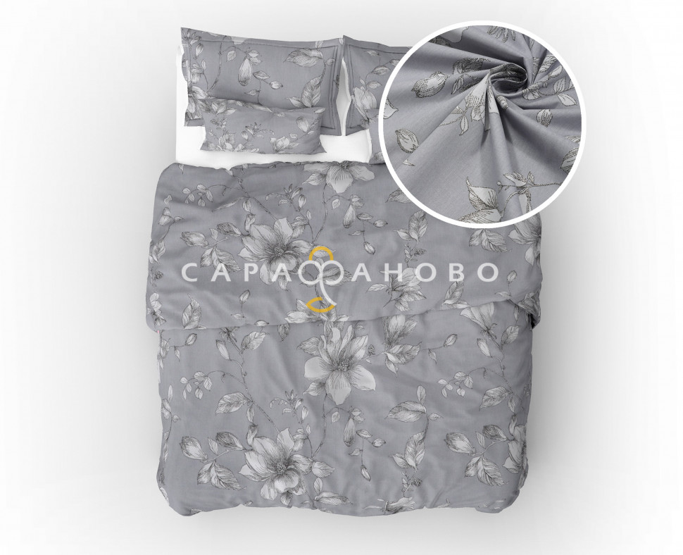 Ткань Бязь 150 см 120 гр рис. 346в8 Грация Вид серый