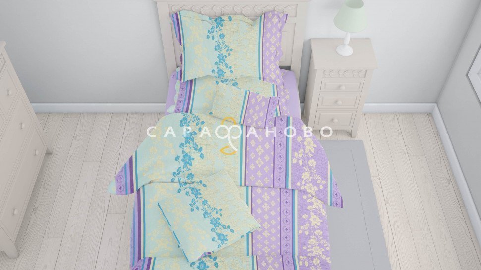 Ткань бязь 150 см 140 гр. рис 076 Орнамент с цветами 2/3