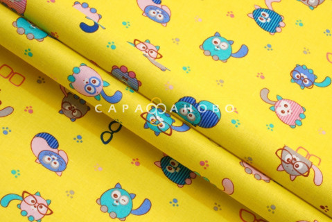Ткань Ситец 95 см "Котики" рис 5586 вид 4