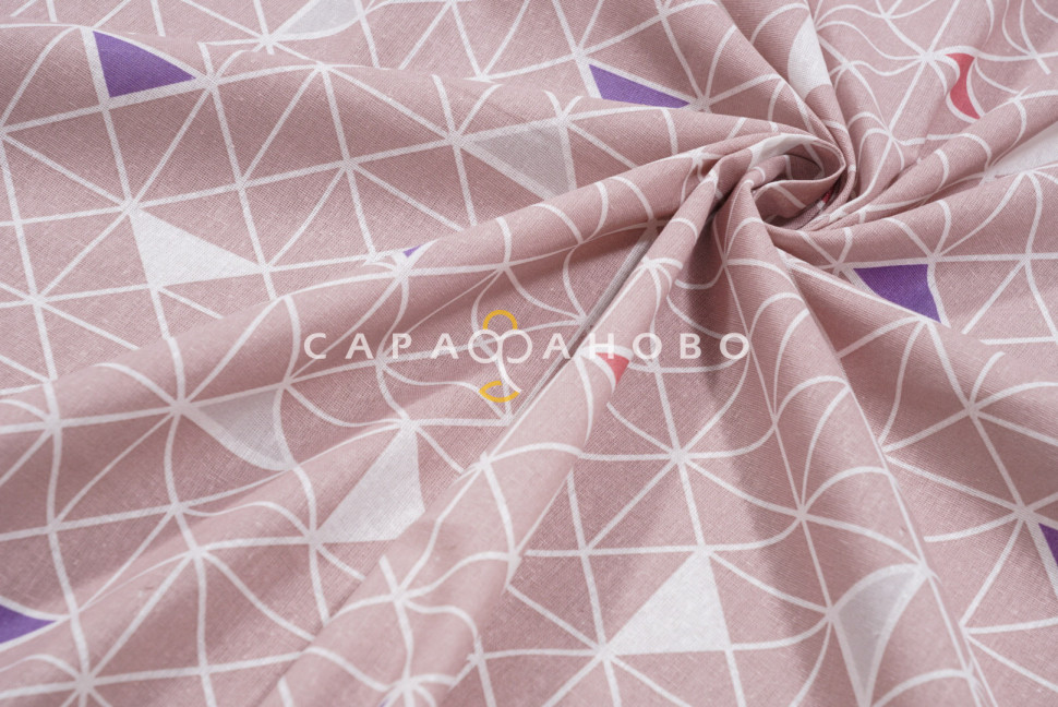 Ткань Бязь 150 см 115 гр. рис. 122 Треугольники, 1/10 Вид мокко