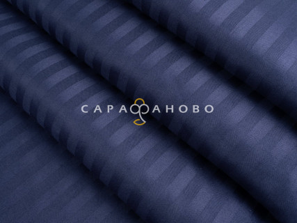 Ткань Страйп-сатин 240 см 1-1  Индиго