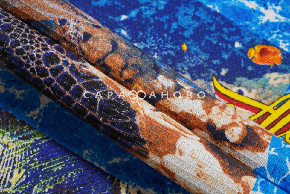Ткань Вафельное полотно 150 см рис. 11326/1 Пляж