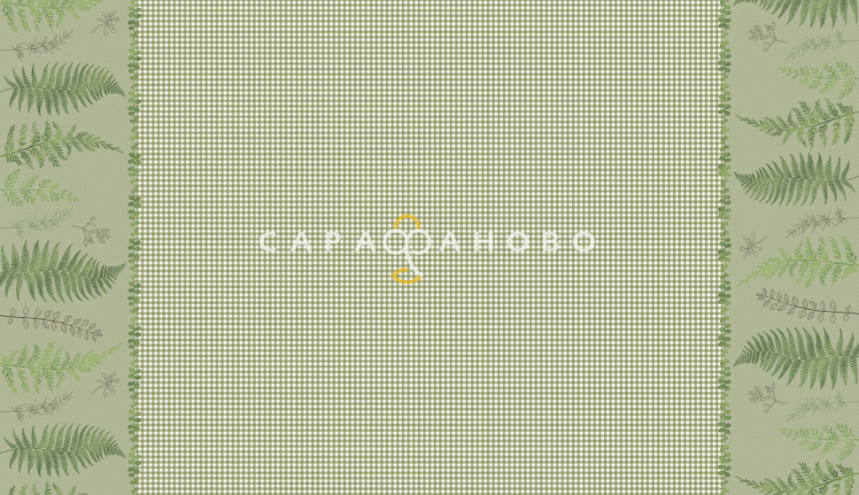 Ткань Рогожка 150 см 170 гр 2311/1 Ботаника (зеленая скатерть)