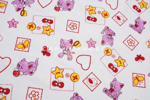 Ткань Фланель 90 см рис.  5280-2 "Игривый котенок"