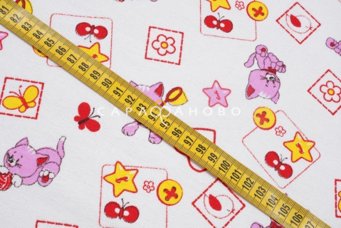Ткань Фланель 90 см рис.  5280-2 "Игривый котенок"